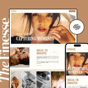 Photographer Squarespace Website Template, Beige Photographer Website, Photography Squarespace Template, Portfolio Website