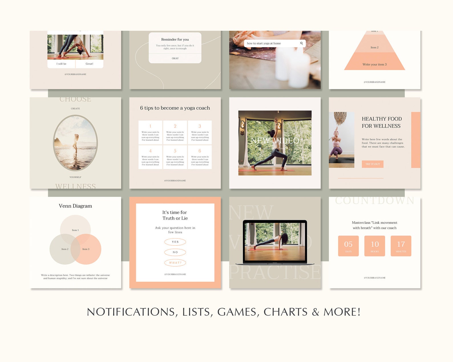 Wellness Instagram Canva Template, Yoga Coach Creator Template, Fitness ...