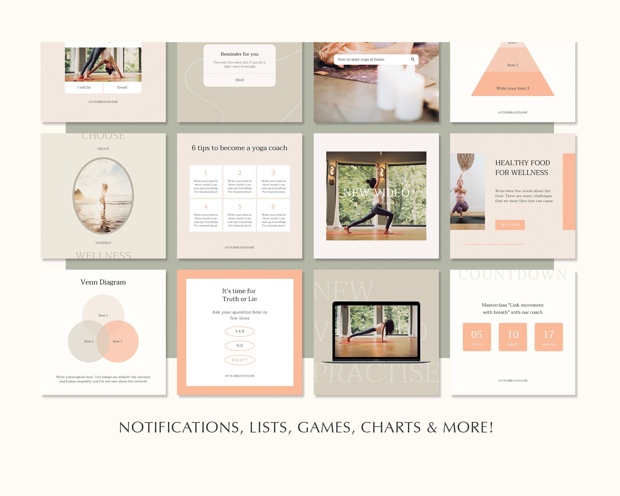 Wellness Instagram Canva Template, Yoga Coach Creator Template, Fitness ...