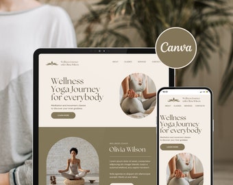 Yoga Website Template Canva, Yoga Coach Website Template, Wellness Website Landing Page, Canva Sales Page