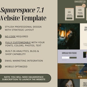 May include: A Squarespace 7.1 website template, showcasing a stylish professional design with a strategic layout. The template is fully customisable with fonts, colours, photos, and text. It also includes built-in analytics, a blog, and shop capability, as well as email marketing integration and mobile optimisation. The text "I do things a little different than the rest" is also visible in the image.