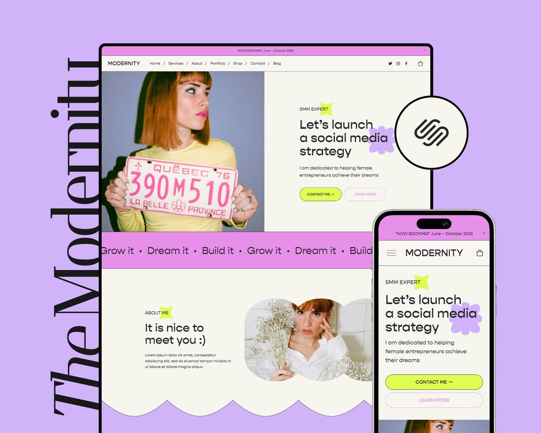 Social Media Manager Website Template, Coach Squarespace Website