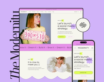 ソーシャルメディアマネージャーウェブサイトテンプレート、コーチSquarespaceウェブサイト、マーケティングエージェンシーウェブサイト、ポートフォリオSquarespaceテンプレート