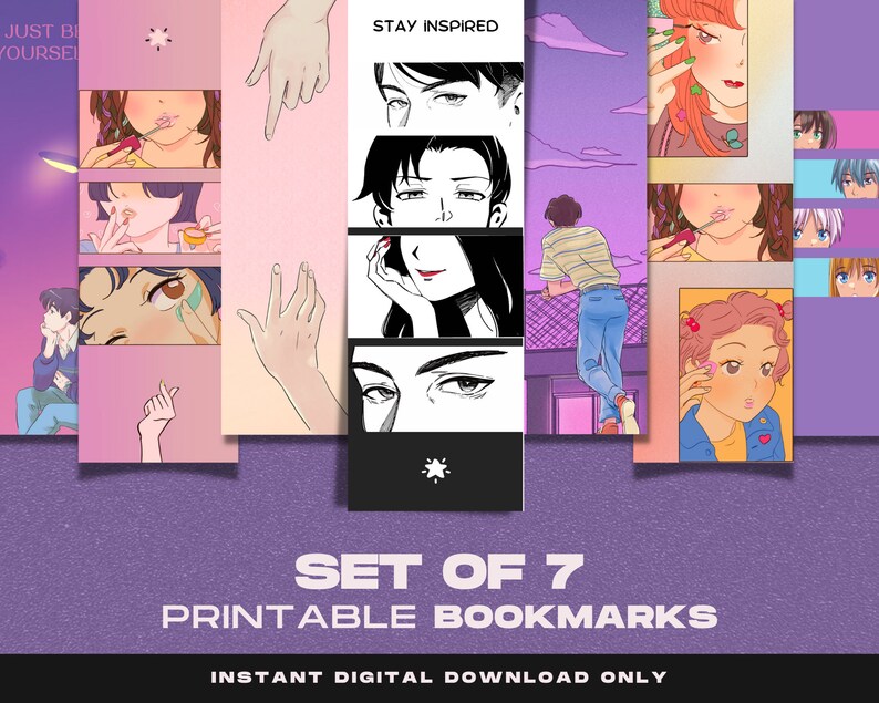 Anime Printable Bookmarks Digital Print Bookmarks Japanese - Etsy