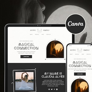 Spiritual Website Template Canva, Mystical Website, Witch Website, Magic Astrologer Website, Tarot Website, Canva Sales Page
