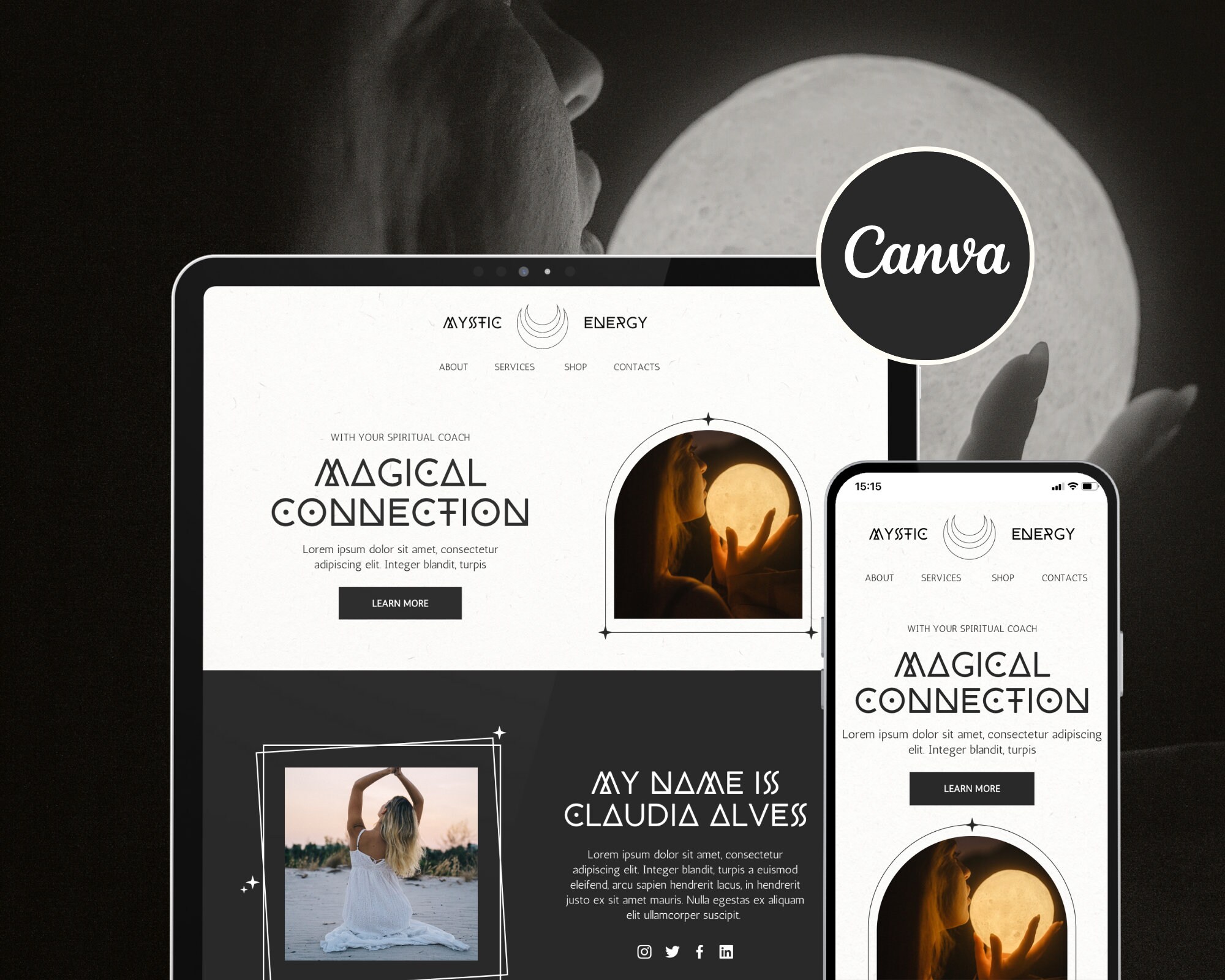 Spiritual Website Template Canva Mystical Website Witch Website Spiritual Website Template Canva Mystical Website Witch Website