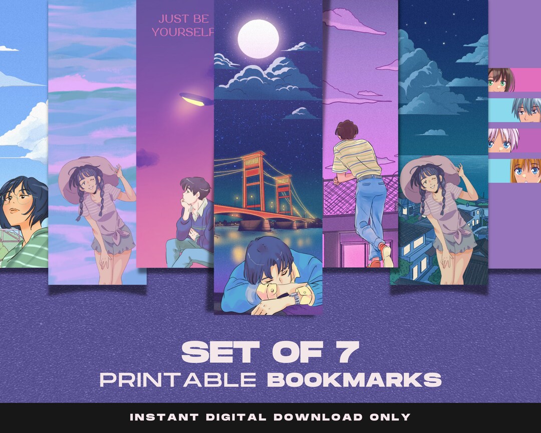 Anime Printable Bookmarks Digital Print Bookmarks Anime Etsy