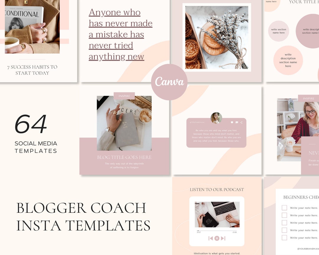 Coach Instagram Post Templates Canva, Course Creator Social Media Feed ...