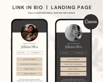 Instagram リンク in Bio テンプレート、Linktree テンプレート Canva、ランディング ページ ウェブサイト、Instagram リンク ページ、ウェブサイト テンプレート