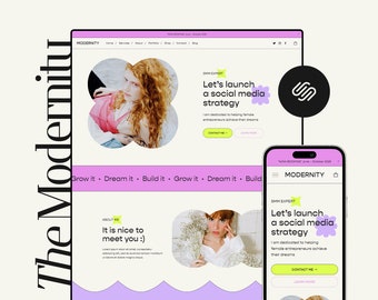 Social Media Manager Website Template, Marketing Agency Website, Portfolio Squarespace Template, Coach Squarespace Website