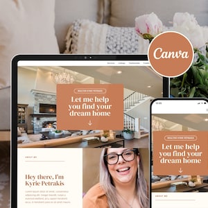 Real Estate Website Template Canva, Real Estate Template, Realtor Website Landing Page, Business Website, Canva Sales Page