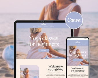 Yoga Website Template Canva, Wellness Website Template, Yoga Coach Website Landing Page, Canva Sales Page