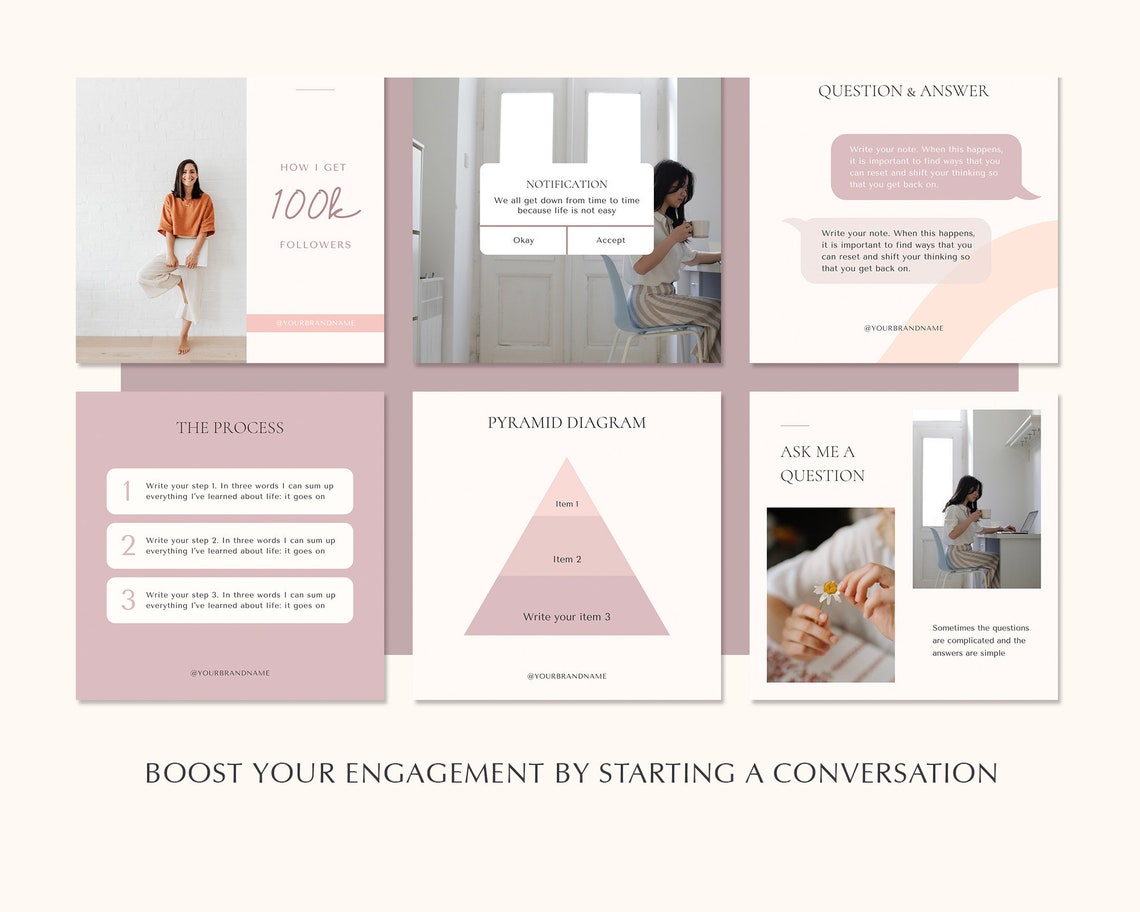 Coach Instagram Post Templates Canva, Course Creator Social Media Feed ...