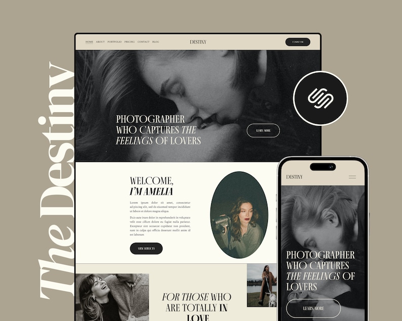Squarespace Website Template for Photographers, Photographer Website, Photography Squarespace Template, Coach Website with Blog image 1