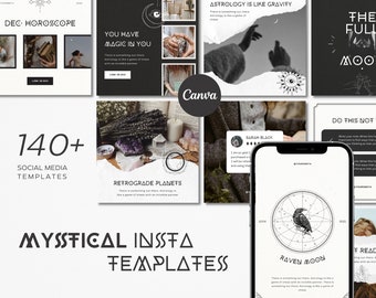 神秘的な Instagram Canva テンプレート、占星術師のソーシャル メディア、星座 Instagram、タロット リーダー フィード テンプレート、スピリチュアルな Canva テンプレート、魔女のフィード