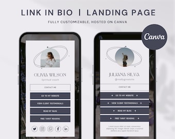 スピリチュアルなウェブサイトテンプレート Canva、Instagram リンク in Bio テンプレート、Linktree テンプレート、Instagram リンク ページ、神秘的なウェブサイト