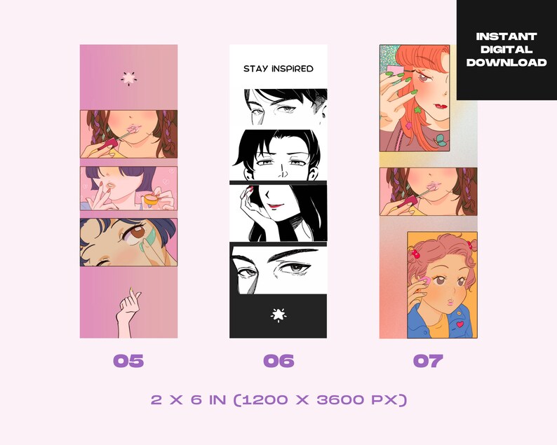Anime Printable Bookmarks Digital Print Bookmarks Japanese - Etsy