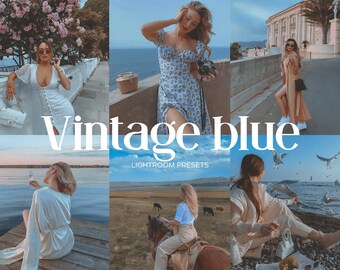 ブルー ビンテージ プリセット Lightroom、ポラロイド フィルター、Blogger レトロ プリセット、フィルム iPhone プリセット、コダック フォト フィルター
