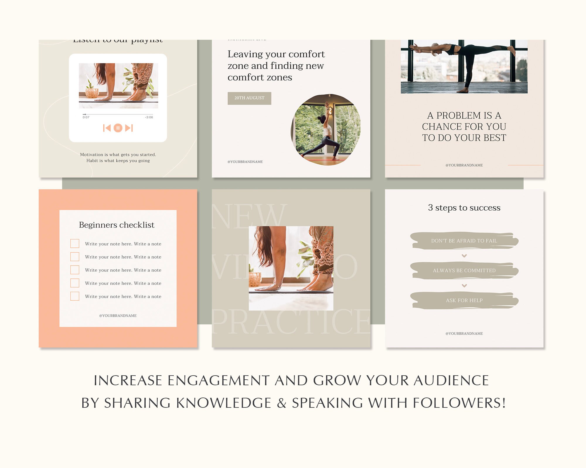 Wellness Instagram Canva Template, Yoga Coach Creator Template, Fitness ...