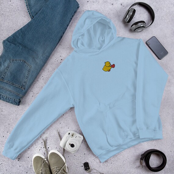 blue hoodie with duck