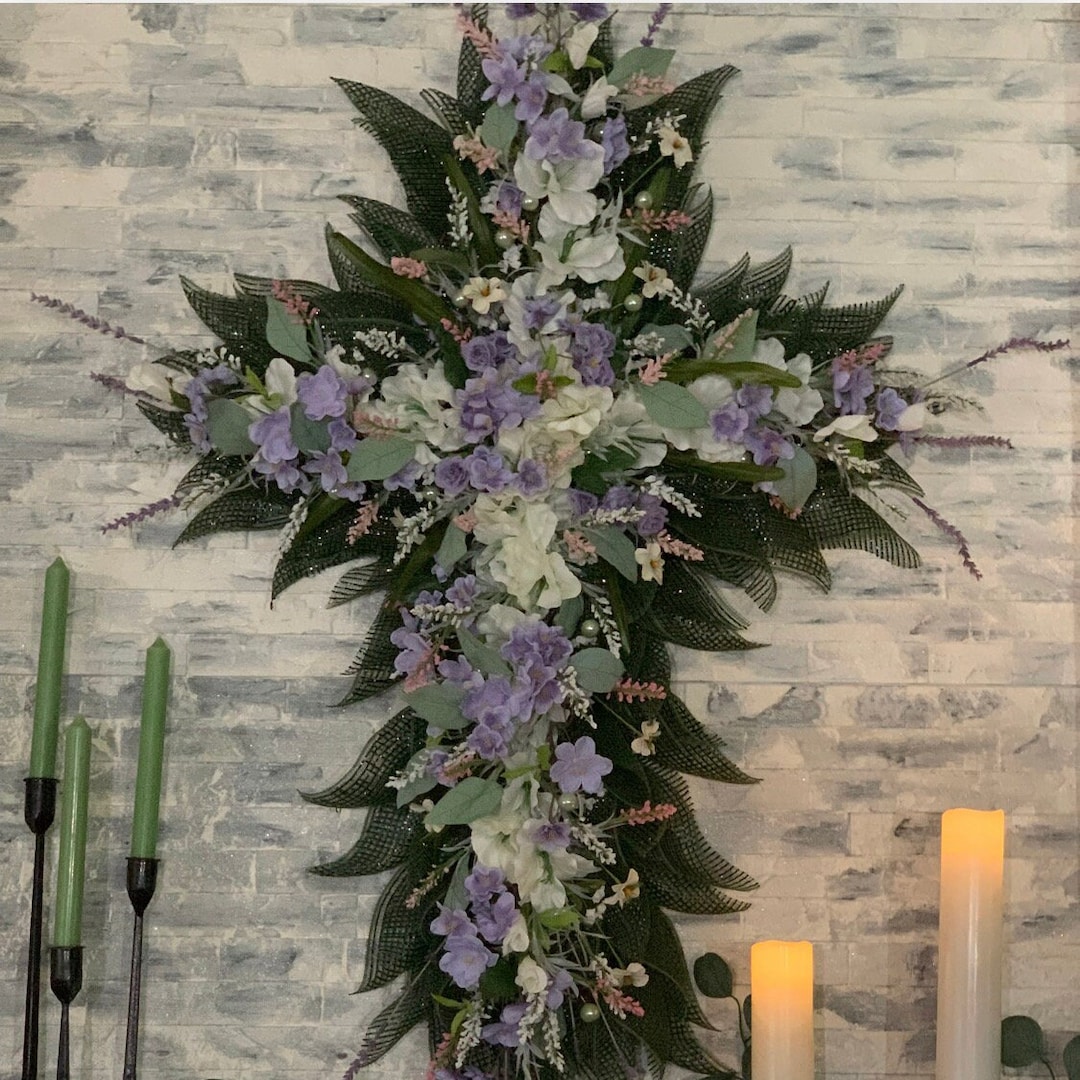 Memorial Cross/wreath Lavender Etsy Canada