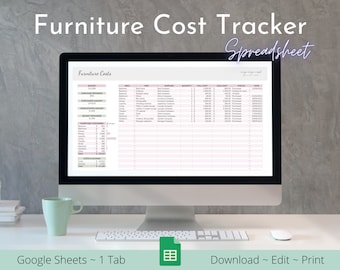 Furniture Cost Tracker | Furniture Planner | Google Sheets Budget Template | Spreadsheet Template | House Finance | Furniture Budget