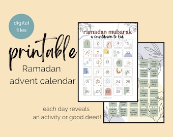 Ramadan Advent Calendar, Kids' Activities, Educational Printable (PDF)