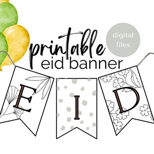 Eid Banner, Eid Mubarak Banner, Eid Decor, Eid Decorations, Eid Mubarak Decorations, Eid Mantle Decor, Eid Printable Banner, Eid Garland