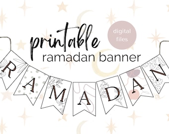 Banner del Ramadan Mubarak, decorazione floreale (stampa digitale)