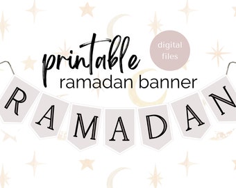 Banner del Ramadan Mubarak, ghirlanda stampabile (stampa digitale)