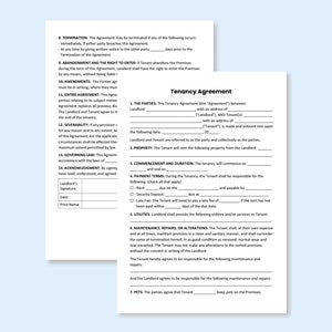 Tenancy Agreement Template. PDF Form, Word Document, and Google Doc files. Printable, Editable and Fillable. image 2