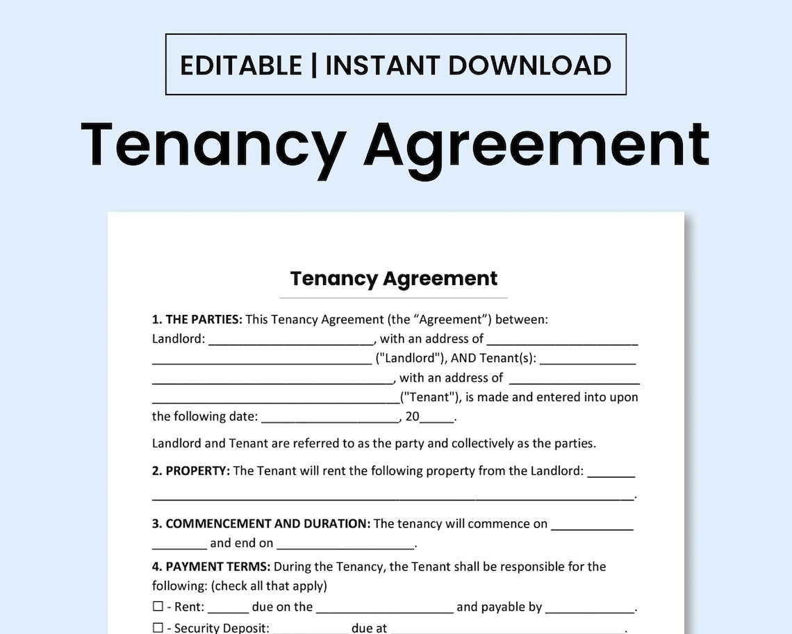 Tenancy Agreement Template PDF Form Word Document and Google Doc