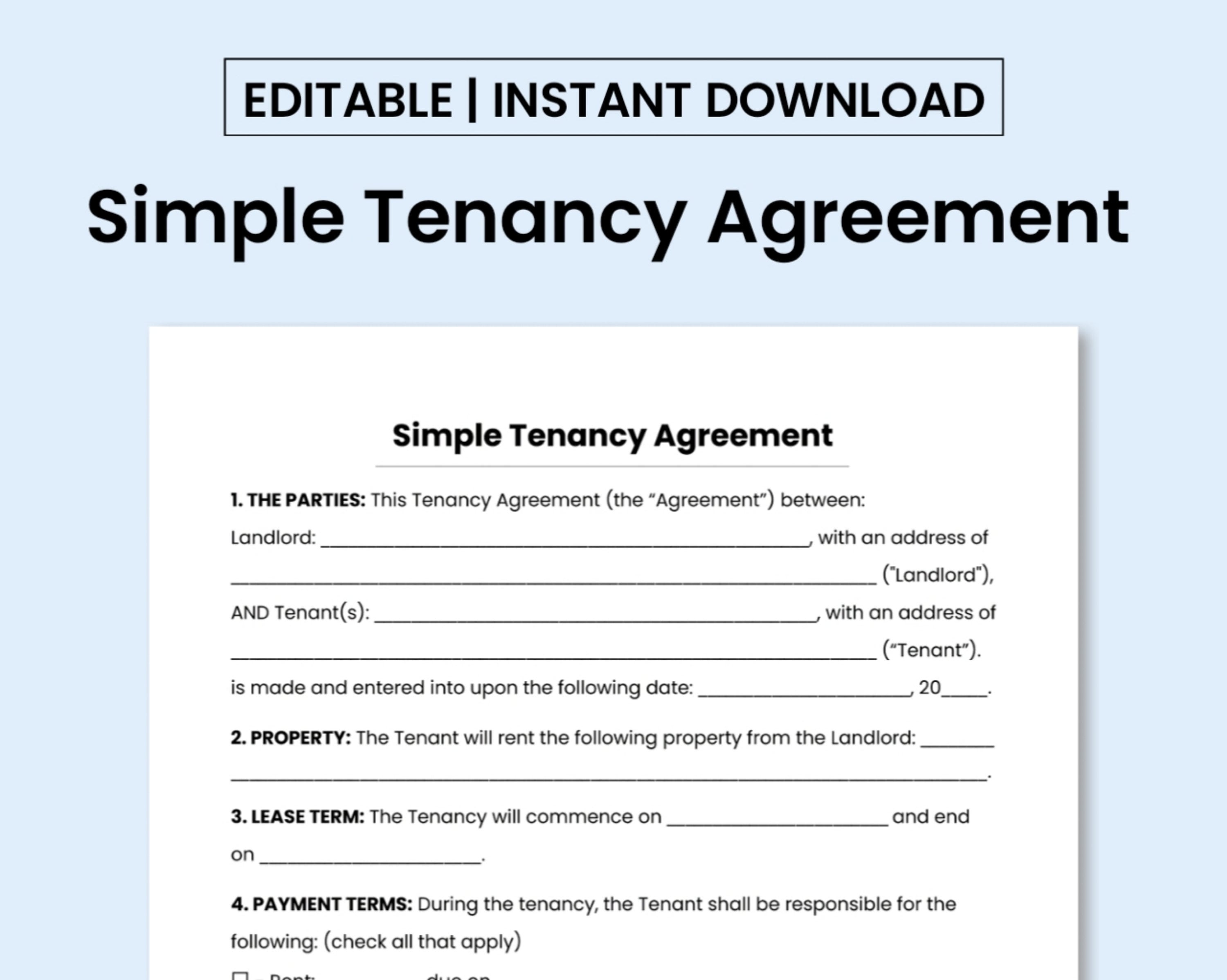 Free Printable Tenancy Agreement