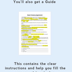 Room Tenancy Agreement Template. PDF Form / Word Document. Printable and Editable. image 3