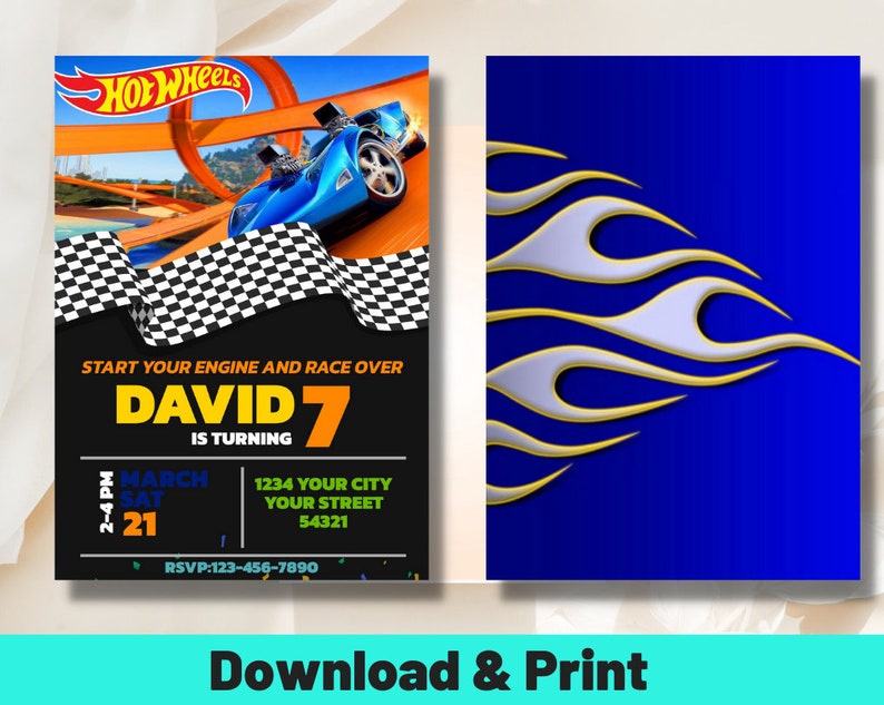 Hot Wheels Birthday Invitation Printable Birthday Invitation Etsy