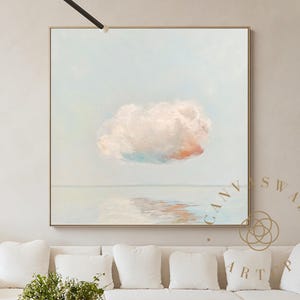 White Cloud Wall Art Large Cloudy Sky Painting Original Cloud Acrylic Painting White Cloud Abstract Painting Blue Sky Art Cloud Canvas Art