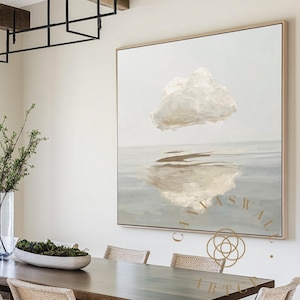 White Cloud Wall Art Large Cloudy Sky Painting Original Cloud Acrylic Painting White Cloud Abstract Painting Blue Sky Art Cloud Canvas Art