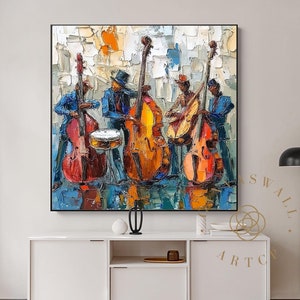Abstract Jazz Music Oil Painting on Canvas Large Wall Art