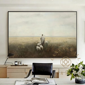 Original Textured Wall Art Christian Painting Inspirational Pastel Jesus on Canvas Religious Art Spiritual Canvas Living Room Wall Art