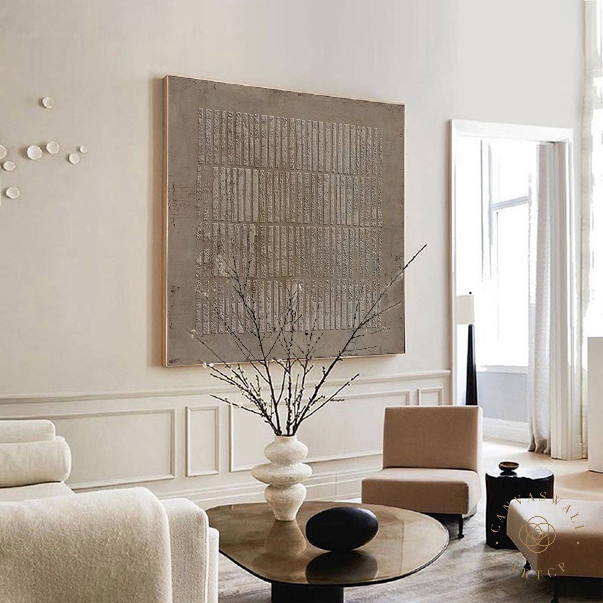 Wabi-Sabi Wall Art ｜ 3D Brown Abstract Painting ｜ Geometric Textured Art