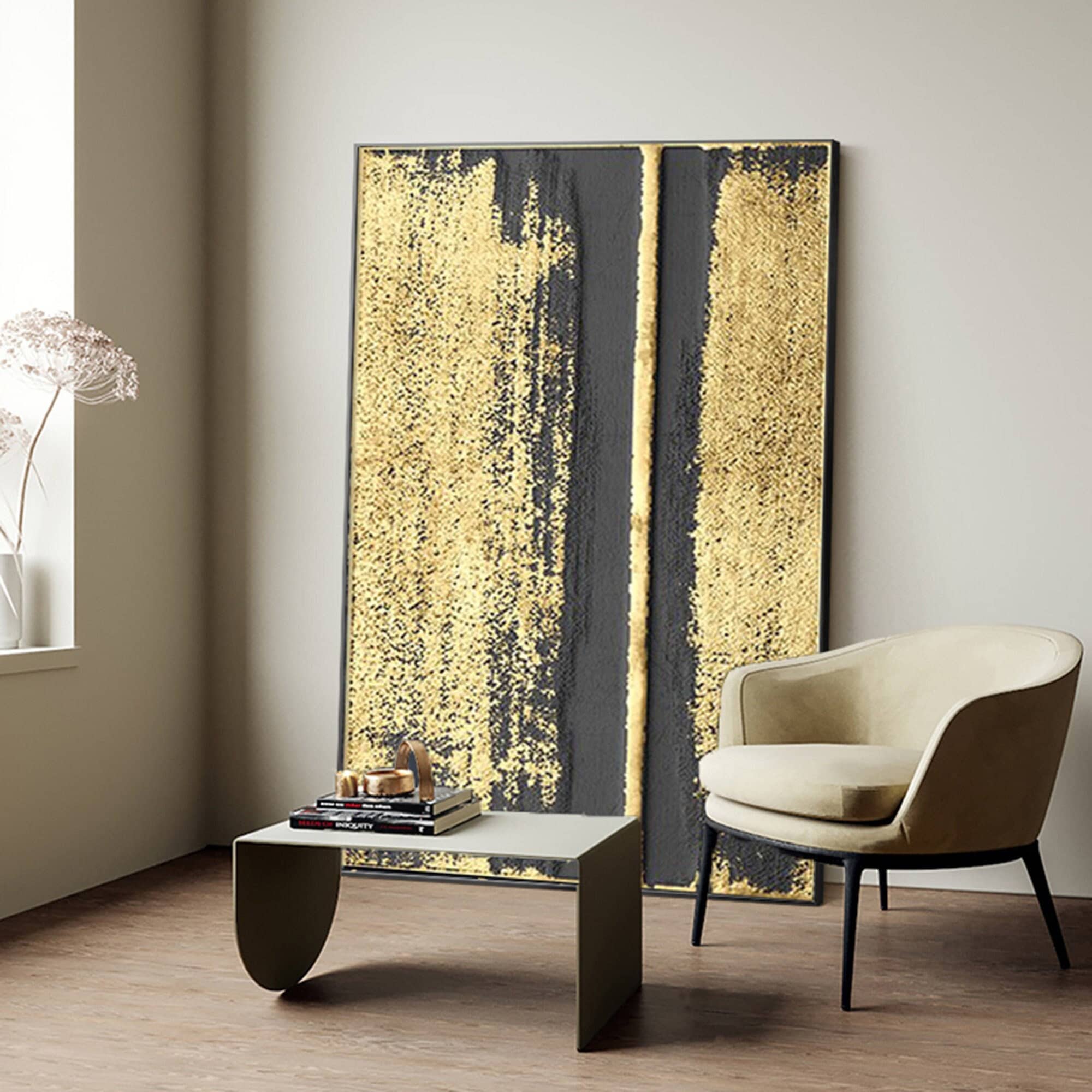 Gold Wall Art Painting Black and Gold Abstract Painting Black Etsy