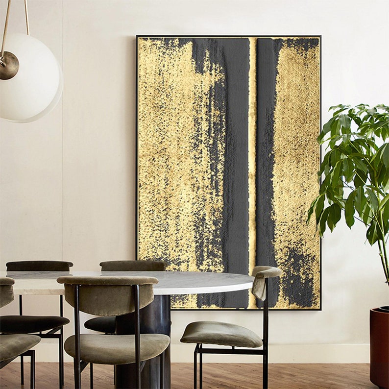 Gold Wall Art Painting Black and Gold Abstract Painting Black Etsy