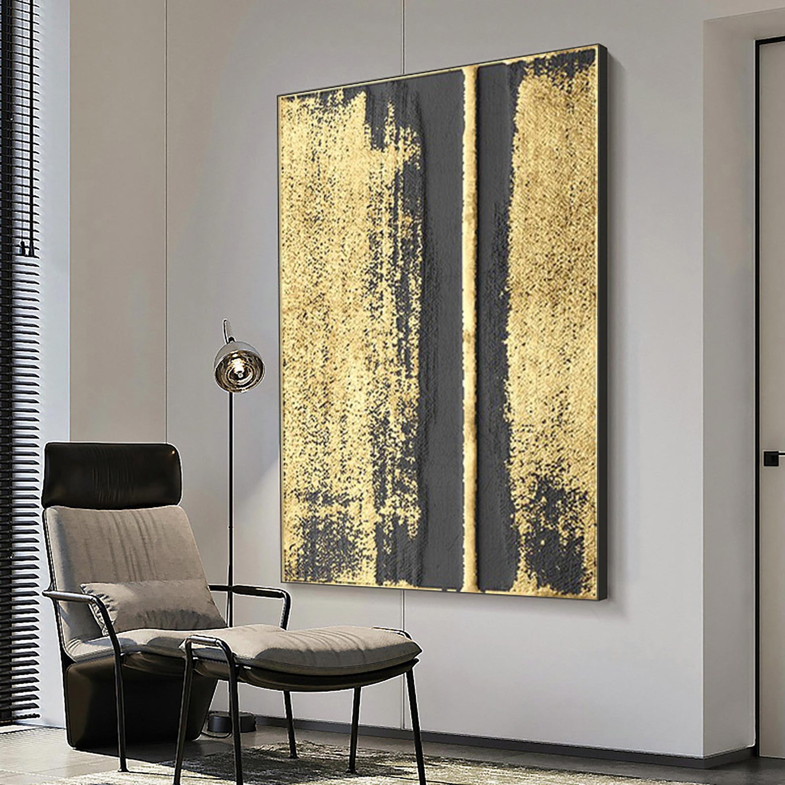 Gold Wall Art Painting Black and Gold Abstract Painting Black Etsy