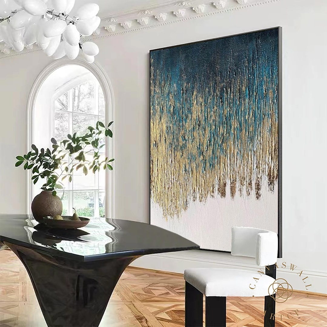 Original Teal Abstract Painting Teal Abstract Wall Art Minimalist