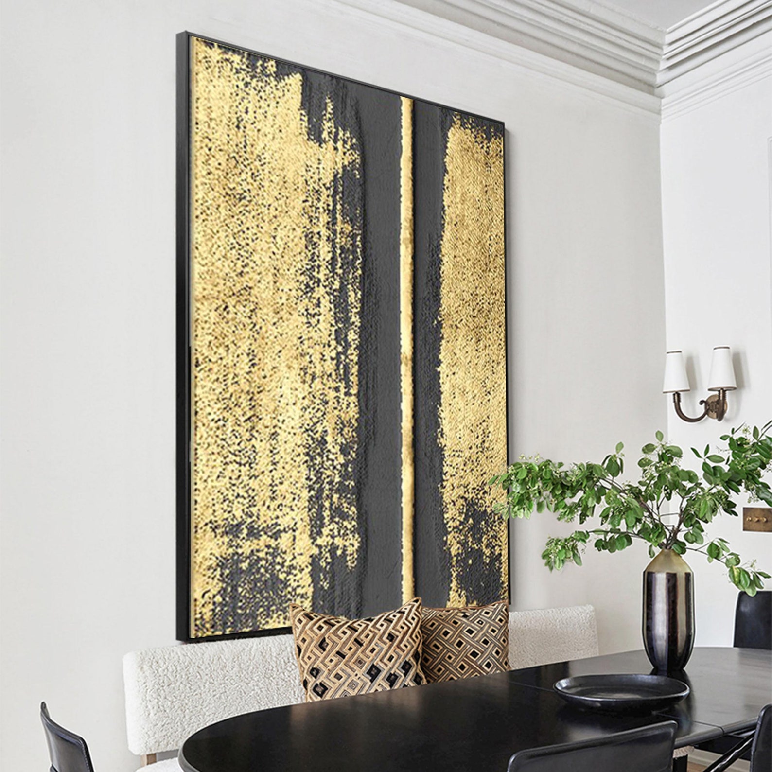 Gold Wall Art Painting Black and Gold Abstract Painting Black Etsy