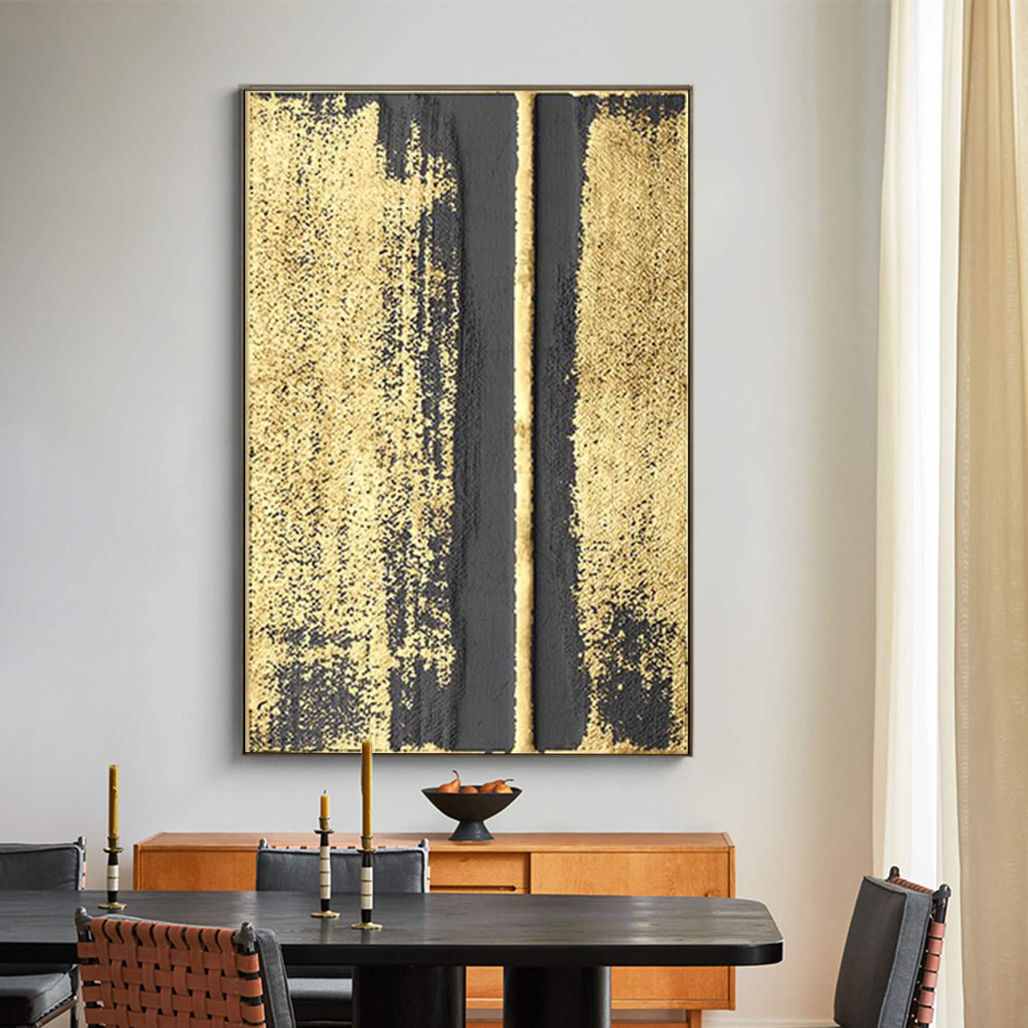 Gold Wall Art Painting Black and Gold Abstract Painting Black Etsy