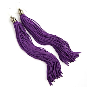 Purple long tassel earrings, long earrings, boho earrings, summer style earrings, boho jewelry gift