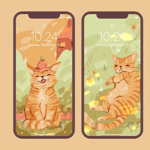 Custom Pet Wallpaper | Ghibli Style |Custom Commission Handmade Cat Background / Wallpaper | Get Your Own Pet Wallpaper | IOS or Android |