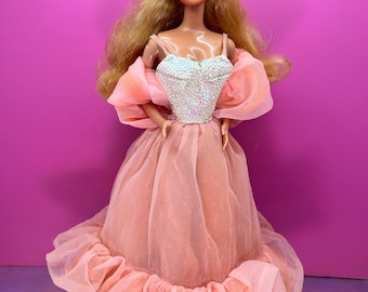 Vintage Peach N Cream Barbie Dress 1984, Rare Barbie Outfit, Barbie Dress  80s, Collectors Gift