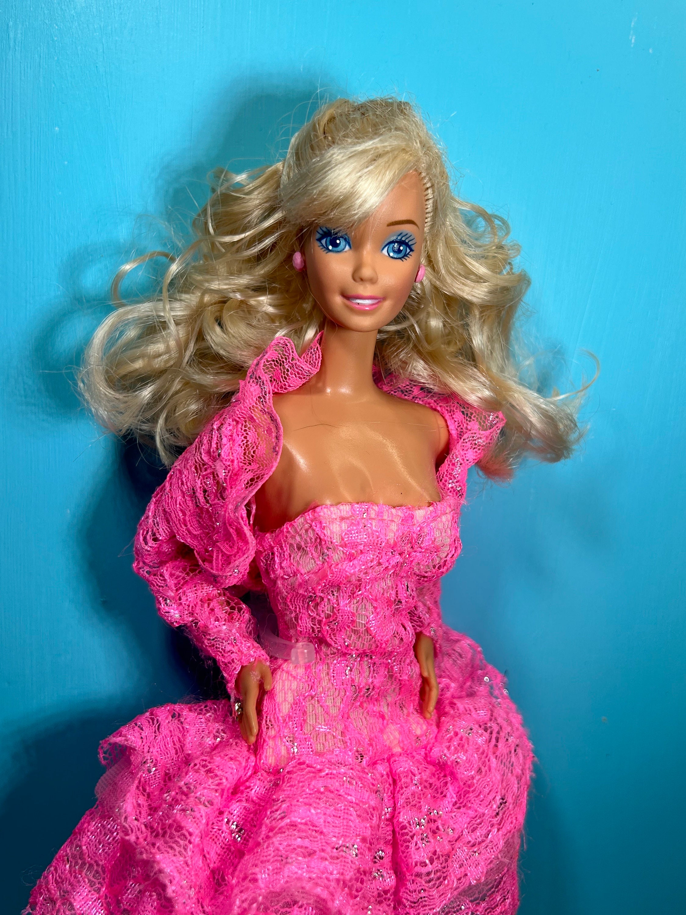 Vintage Blonde Barbie Doll in Lights and Lace Dress Only